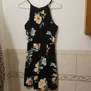 Monteau Black Floral Mini Dress